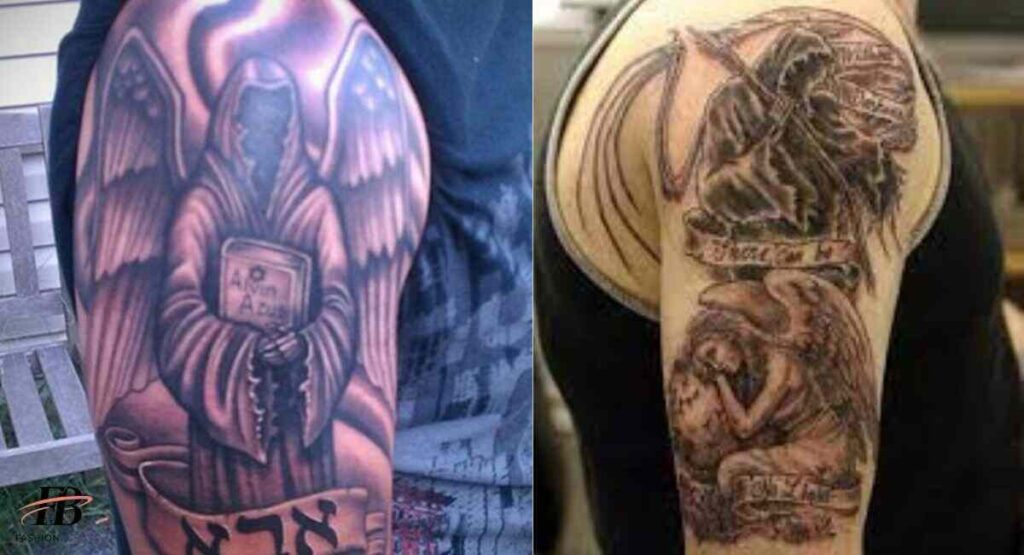 15. TATTOO OF A GRIM REAPER  AND AN ANGEL