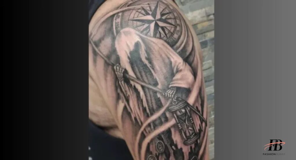 12. HOURGLASS TATTOO OF THE GRIM REAPER