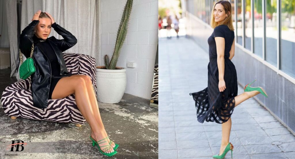 Elegant Evenings: Green Shoes with Black Outfits